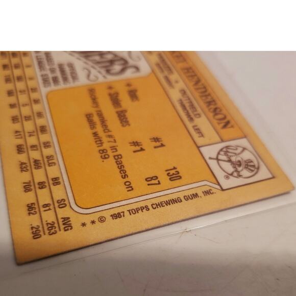 Rickey Henderson 1987 Topps Mini #64 - New York Yankees - League Leaders - Picture 4 of 4